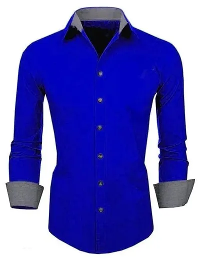 Stylish Solid Cotton Full Sleeves Casual Shirt For Mens