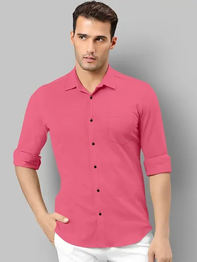Men's Slim Fit Cotton Blend Solid Casual Shirts
