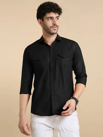 Men's Regular Fit Rayon Solid Casual Shirts