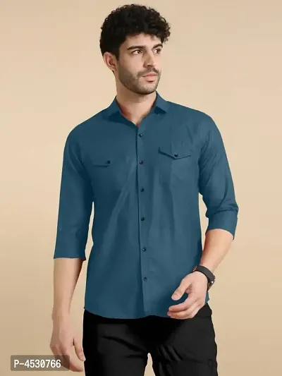 Men's Rayon Solid Long Sleeves Shirt-thumb0