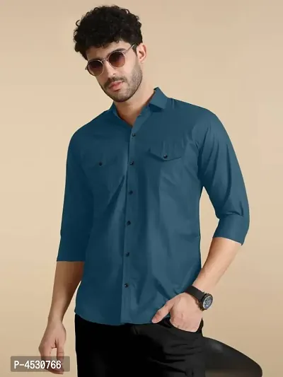 Men's Rayon Solid Long Sleeves Shirt-thumb3