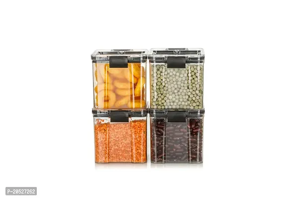 Kitchen Storage Container, Plastic Boxes For Storage, Kitchen Container Set, Kitchen Accessories Item For Storage Organizer(700ml , 4Pcs,Multicolor,Plastic)-thumb0