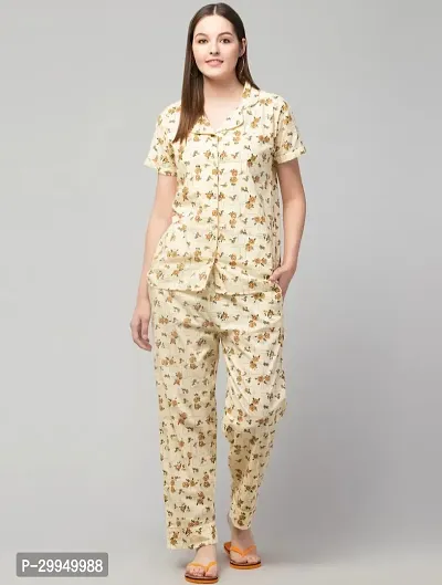 Women Cotton Printed Night Suits Set of Top  Pyjama-thumb0