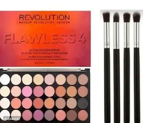 Trendy Shizuka Professional Revolution Flawless 4 Eyeshadow Palette (32 Multicolor) With 4Pcs Pencil Makeup Brush (Pack Of 2)