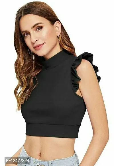 NiloBerry Tops for Women | Crop top for Women Tops for Women Tops for Women Stylish | top for Girls | top for Women Stylish Latest Turtle Neck, Cap Sleeve Women's top-thumb2