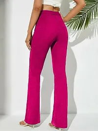 NiloBerry Trousers for Women - Elegant Bell-Bottom Pant for Women and Girls. (M, Pink)-thumb1