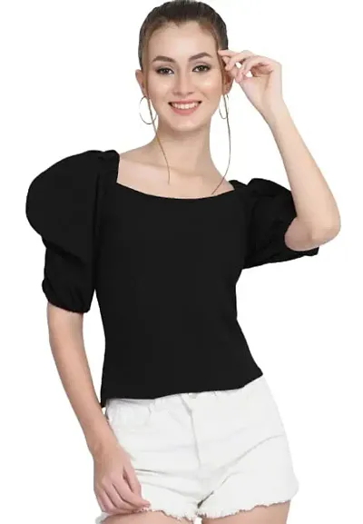 NiloBerry Tops for Women || Tops for Women Women Tops || Tops || top for Women || top || Women top Modern Puff Sleeve top with Round Neck Front & Trendy Square Back