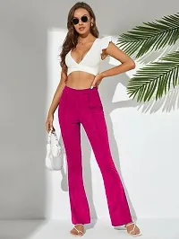 NiloBerry Trousers for Women - Elegant Bell-Bottom Pant for Women and Girls. (M, Pink)-thumb4