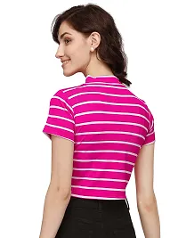 NiloBerry Tops for Women || T-Shirt for Women Tops for Women Women Tops || Tops || top for Women || top || Women top High Neck Striped Crop Top-thumb1
