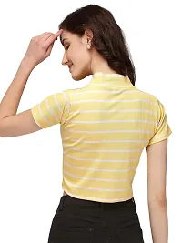 NiloBerry Tops for Women || T-Shirt for Women Tops for Women Women Tops || Tops || top for Women || top || Women top High Neck Striped Crop Top-thumb2