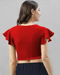 NiloBerry Tops for Women | Crop top for Women Tops for Women Tops for Women Stylish | top for Girls | top for Women Stylish Latest V-Neck Flared Sleeve Women's Crop top-thumb1