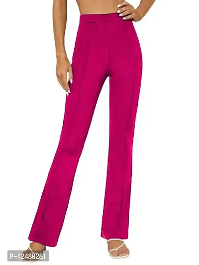 NiloBerry Trousers for Women - Elegant Bell-Bottom Pant for Women and Girls. (M, Pink)-thumb0