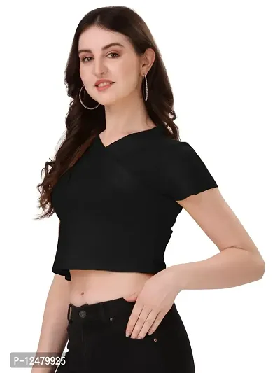 NiloBerry Tops for Women - V-Neck Top with Flared Sleeve (L, Black)-thumb3