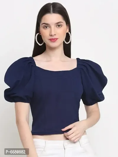 Elite Puff Sleeve top with Round Neck front and trendy square back