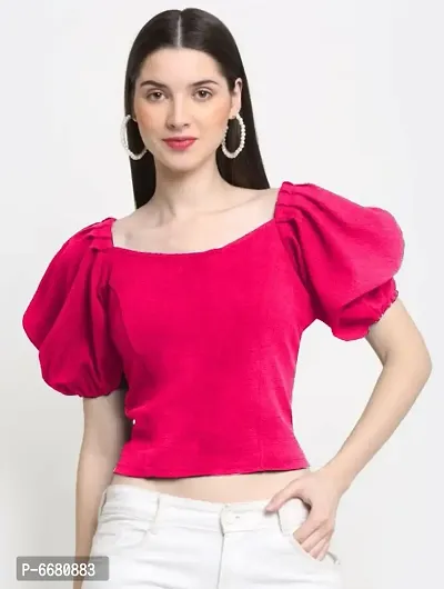 Elite Puff Sleeve top with Round Neck front and trendy square back