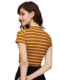Turtle neck striped crop  top-thumb2