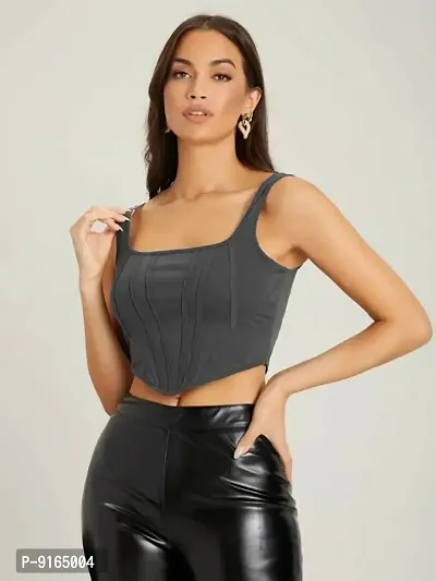 Classic Polyester Spandex Solid Crop Tops for Women-thumb0