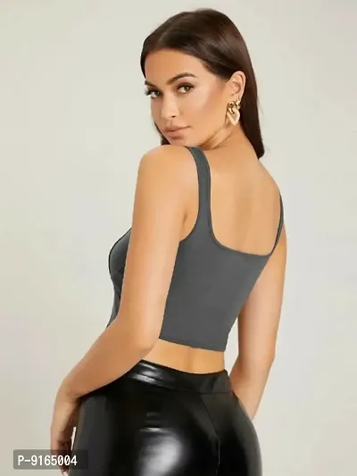 Classic Polyester Spandex Solid Crop Tops for Women-thumb3