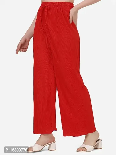 Palazzos for women - Pleated Red Palazzo for women