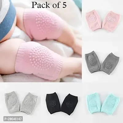 Classic Set Of 5 Pair  Baby Knee Pads Elastic, Breathable Cotton Comfortable-thumb0