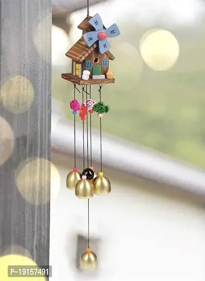 5 Bell Hut Wind Chime Home Positive Energy For Balcony Bedroom Living Room-thumb0