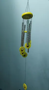 Metal Wind Chime For Home Decoration 5 Pipe 6 Smiley Face With Positive Energy For Home Balcony Bedroom With Great Sound Yellow Color-thumb2