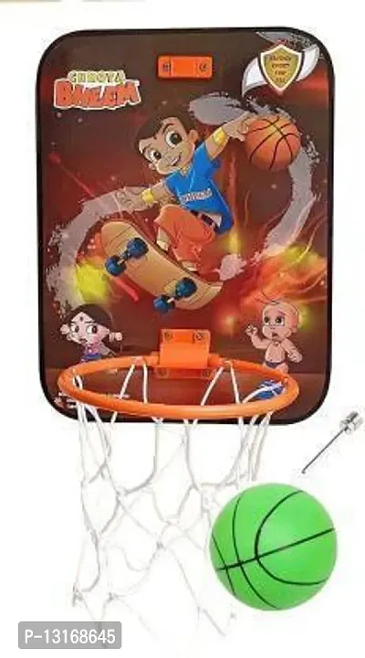 Basketball Set with Attractive Design for Kids Wooden Board Basketball for Playing Indoor/Outdoor Basketball Game high Quality Material Gift Set for Kids (100% Made in India) Basketball