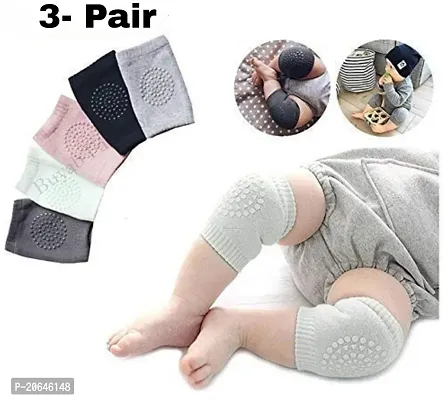 Classic Set Of 3 Pair  Baby Knee Pads Elastic, Breathable Cotton Comfortable