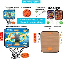 Buyab Factory Basketball Set with Attractive Design for Kids Wooden Board Basketball for Playing Indoor Outdoor Basketball Game high Quality Material Gift Set for Kids-thumb1