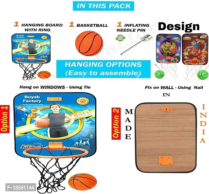 Buyab Factory Basketball Set with Attractive Design for Kids Wooden Board Basketball for Playing Indoor Outdoor Basketball Game high Quality Material Gift Set for Kids-thumb2