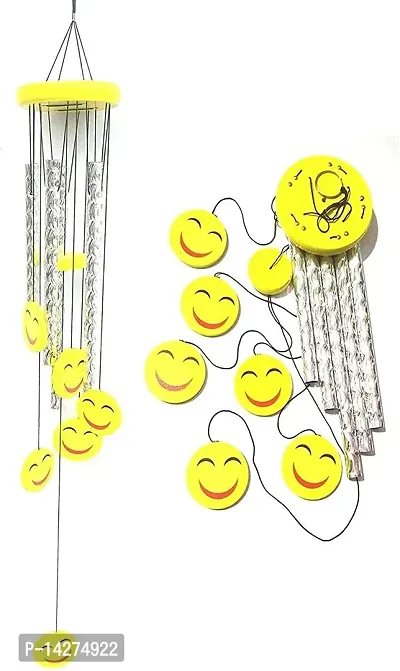 Chime Hanging Smiley Wood Vastu Feng Shui Love Wind Chime For Home Home Decor, Balcony, Garden And Gallery Bedroom Gift With Good Sound Quality Positive Energy Good Luck-thumb4