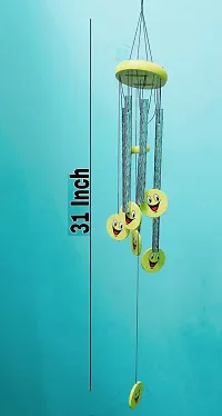 Metal Wind Chime For Home Decoration 5 Pipe 6 Smiley Face With Positive Energy For Home Balcony Bedroom With Great Sound Yellow Color-thumb4