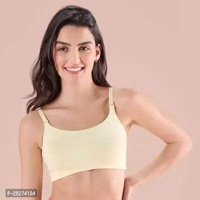Stylish Yellow Cotton Solid Bra For Women