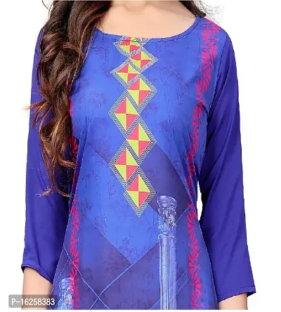 GROWMORE Women's Crepe Digital Print Straight Kurta(Pack of 2) (M, Blue  Rose Pink)-thumb5