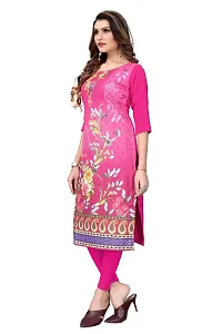 GROWMORE Women's Crepe Digital Print Straight Kurta(Pack of 2) (S, Black  HOT Pink)-thumb3