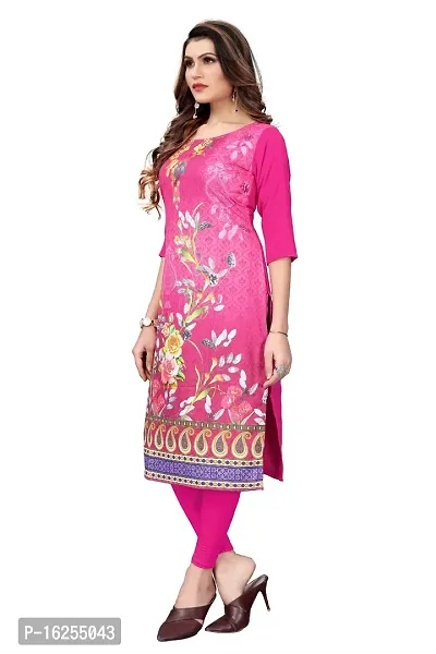 GROWMORE Women's Crepe Digital Print Straight Kurta(Pack of 2) (S, Black  HOT Pink)-thumb4