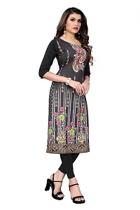 GROWMORE Women's Crepe Digital Print Straight Kurta(Pack of 2) (M, Black  Dark Blue)-thumb2