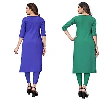 GROWMORE Women's Crepe Digital Print Straight Kurta(Pack of 2) (XL, Blue  Spring Green)-thumb1