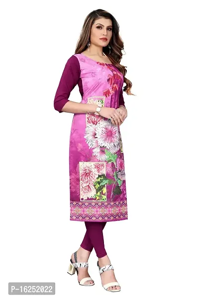 GROWMORE Women's Crepe Digital Print Straight Kurta(Pack of 2) (M, Purple  HOT Pink)-thumb3