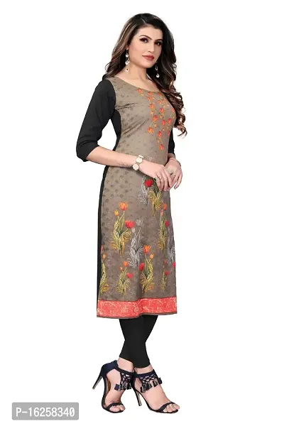 GROWMORE Women's Crepe Digital Print Straight Kurta (XXL, Cream)-thumb4