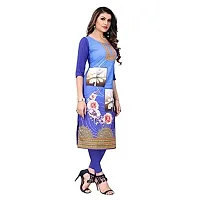 GROWMORE Women's Crepe Digital Print Straight Kurta(Pack of 2) (L, Blue  Indigo Blue)-thumb3