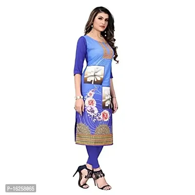 GROWMORE Women's Crepe Digital Print Straight Kurta(Pack of 2) (L, Blue  Indigo Blue)-thumb4