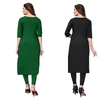 GROWMORE Women's Crepe Digital Print Straight Kurta(Pack of 2) (XL, Green  Silver Black)-thumb1