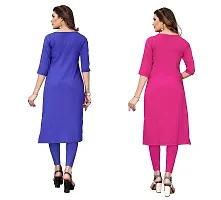 GROWMORE Women's Crepe Digital Print Straight Kurta(Pack of 2) (XXL, Blue  Pink)-thumb1