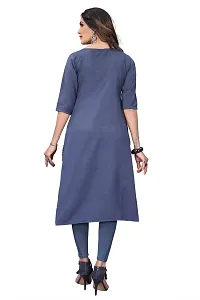 GROWMORE Women's Crepe Digital Print Straight Kurta (S, Blue Grey)-thumb1