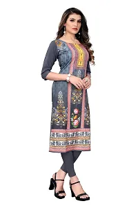 GROWMORE Women's Crepe Digital Print Straight Kurta(Pack of 2) (XL, Grey  SEA Green)-thumb2