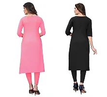 GROWMORE Women's Crepe Digital Print Straight Kurta(Pack of 2) (XL, Peach  Dark Black)-thumb2