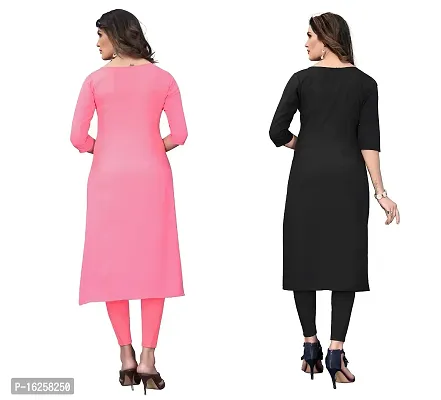 GROWMORE Women's Crepe Digital Print Straight Kurta(Pack of 2) (XL, Peach  Dark Black)-thumb3