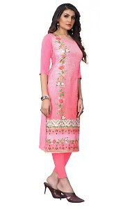 GROWMORE Women's Crepe Digital Print Straight Kurta(Pack of 2) (M, Peach  Coral Pink)-thumb2