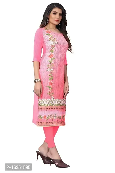 GROWMORE Women's Crepe Digital Print Straight Kurta(Pack of 2) (M, Peach  Coral Pink)-thumb3